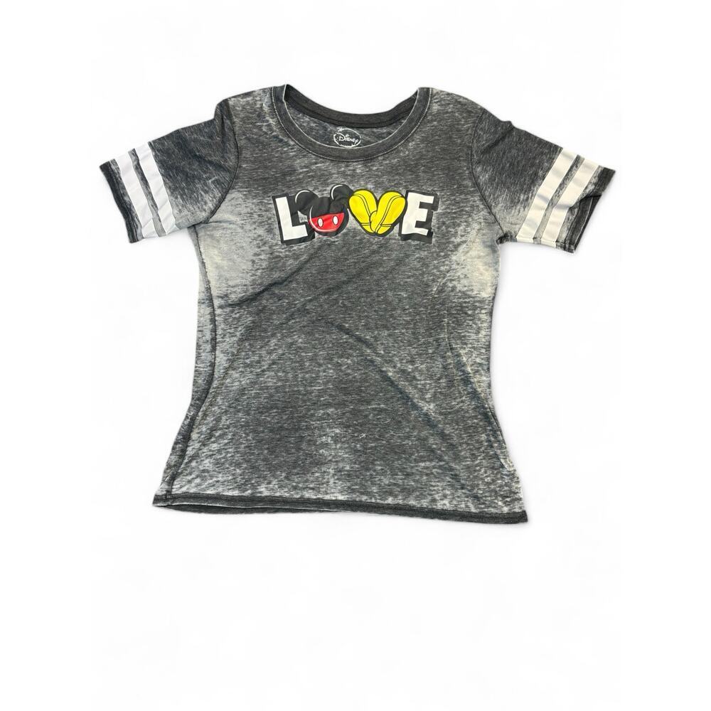 Disney Mickey Mouse Women's Charcoal Black Wash Tee Short Sleeve  Size XL